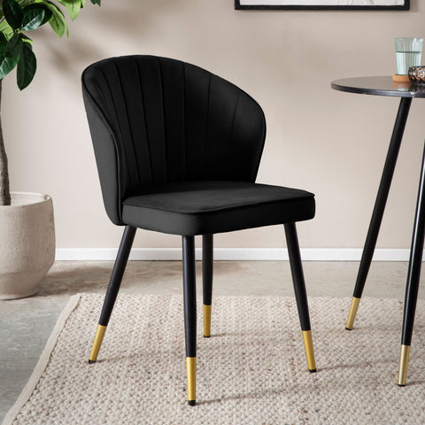 Rootz 2 Set Dining Room Chairs - Scandinavian Modern Seating - Velvet Upholstered - Comfortable Design - 55cm x 83cm x 53cm