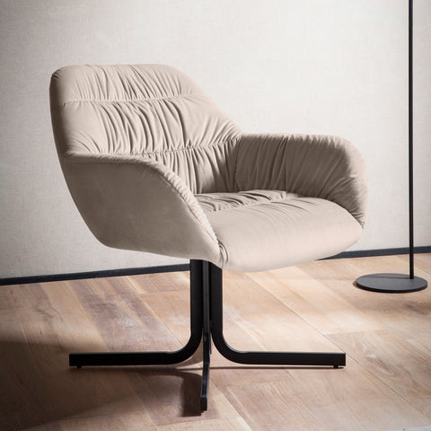 Rootz Cozy Lounge Chair - Modern Velvet Chair - Soft Seat Shell - Stable Seating - 64cm x 74cm x 68cm