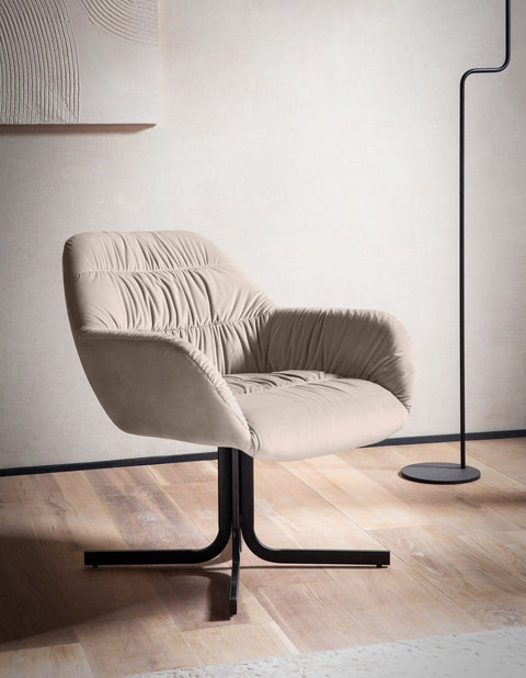 Rootz Cozy Lounge Chair - Modern Velvet Chair - Soft Seat Shell - Stable Seating - 64cm x 74cm x 68cm