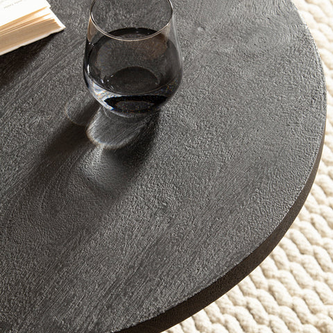 Rootz Modern Design Coffee Table - Round Table - Tripod Frame - Handmade - Mango Solid Wood - Unique - Black - 60cm x 60cm x 33cm