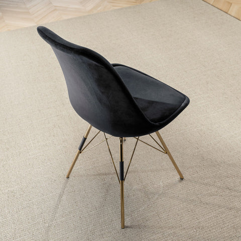 Rootz Set of 2 Modern Dining Chairs - Kitchen Chairs - Velvet Upholstery - Golden Legs - 48cm x 85cm x 58cm - Scandinavian Design - Seat Cushion - Robust Legs - Longer Sitting Pleasure