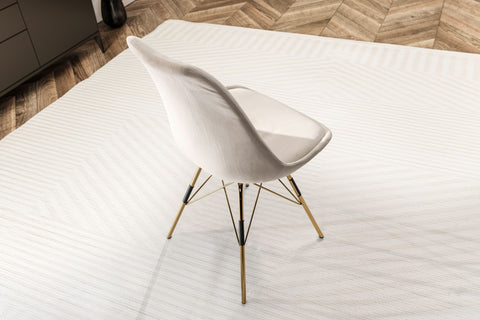 Rootz Set of 2 Modern Dining Chairs - Scandinavian Design - Velvet Upholstery - Golden Legs - Beige Seat Shells - 48cm x 85cm x 58cm