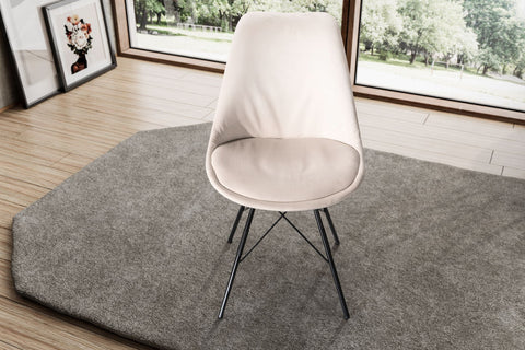 Rootz Set of 2 Modern Dining Chairs - Scandinavian Design - Velvet Upholstery - Sturdy Metal Legs - Beige - 48cm x 85cm x 58cm - Prevents Floor Scratching - Comfortable Sitting - Easy Assembly