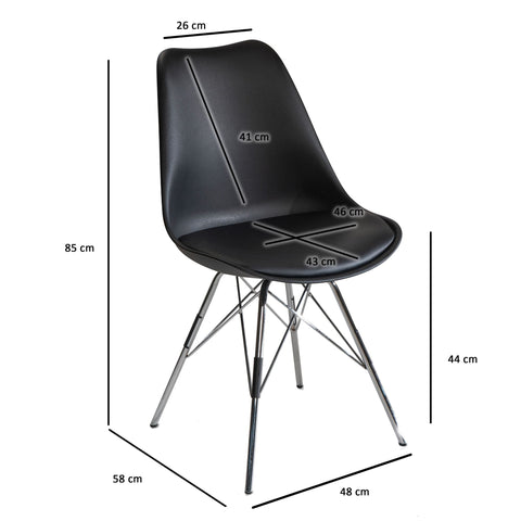 Rootz Set of 2 Modern Dining Chairs - Kitchen Chairs - Scandinavian Design - Lush Upholstery - 48cm x 85cm x 58cm