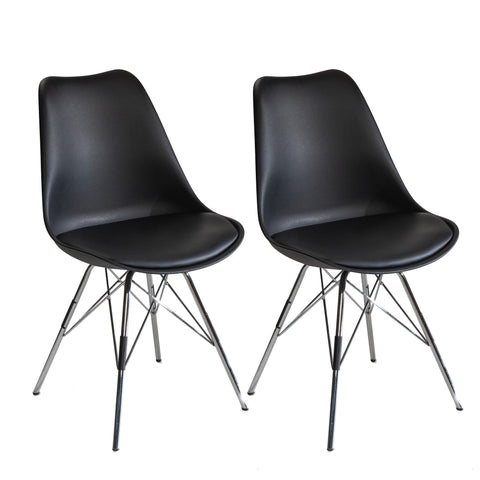 Rootz Set of 2 Modern Dining Chairs - Kitchen Chairs - Scandinavian Design - Lush Upholstery - 48cm x 85cm x 58cm