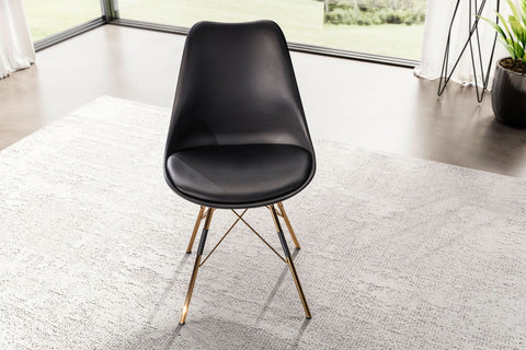 Rootz 2 Piece Set Dining Chairs - Kitchen Chairs - Scandinavian Design - Upholstered Seat - Golden Legs - 48cm x 85cm x 58cm