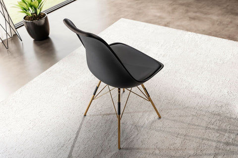 Rootz 2 Piece Set Dining Chairs - Kitchen Chairs - Scandinavian Design - Upholstered Seat - Golden Legs - 48cm x 85cm x 58cm