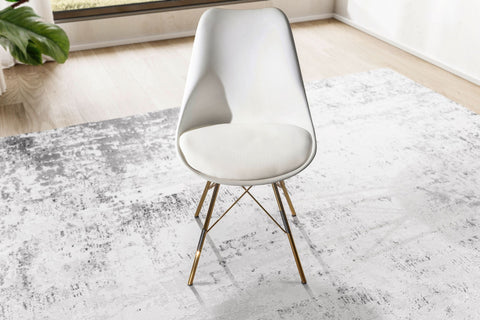 Rootz Set of 2 Modern Dining Chairs - Scandinavian Design - Kitchen Chairs - Plastic Seat Shells - Golden Legs - 48cm x 85cm x 58cm