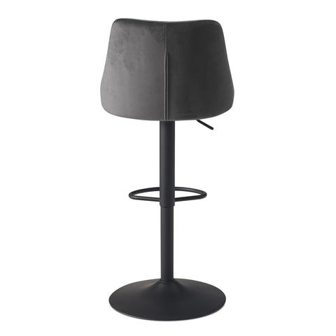 Rootz Velvet Gray Bar Stool - Swivel Kitchen Stool - Bistro Chair - High Comfort Design - Adjustable Height 86-106cm - 45cm Base Diameter