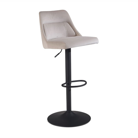 Rootz Modern Design Bar Stool - Velvet Seat - Swivel Chair - Metal Base - High Seating Comfort - Adjustable Height - 45cm x 86-106cm x 51cm