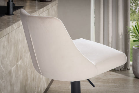 Rootz Modern Design Bar Stool - Velvet Seat - Swivel Chair - Metal Base - High Seating Comfort - Adjustable Height - 45cm x 86-106cm x 51cm