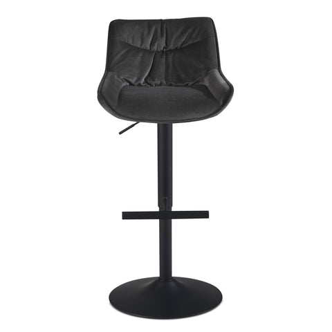 Rootz Velvet Gray Bar Stool - Kitchen Stool - Swivel Chair - High Comfort Design - Adjustable Height - 360° Rotation - 45cm x 55cm x 86-106cm