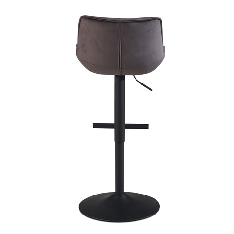 Rootz Velvet Gray Bar Stool - Kitchen Stool - Swivel Chair - High Comfort Design - Adjustable Height - 360° Rotation - 45cm x 55cm x 86-106cm