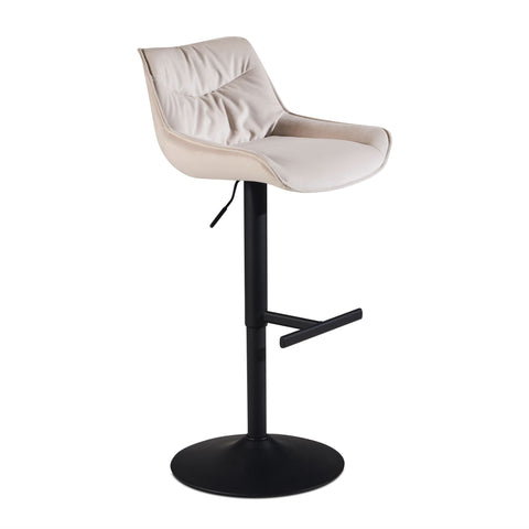 Rootz Modern Design Bar Stool - Velvet Seat - Swivel Chair - Metal Base - Beige - 45cm x 86-106cm x 55cm