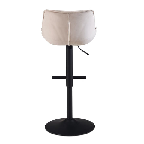 Rootz Modern Design Bar Stool - Velvet Seat - Swivel Chair - Metal Base - Beige - 45cm x 86-106cm x 55cm