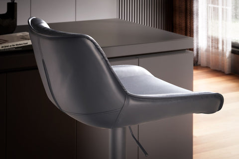 Rootz Modern Design Barkruk - Tegenkruk - Draaikruk - Zwart - 45cm x 86-106cm x 55cm - 360° Rotatie - Metalen Onderstel - Zachte Vulling - Voetensteun - 100kg Capaciteit - Kunstleer - Gemakkelijk schoon te maken