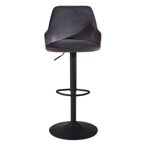 Rootz Modern Design Bar Stool - Velvet Seat - Diamond Quilting - Metal Trumpet Base - 45cm x 86-106cm x 45cm - Gray - 360° Rotation - 100kg Capacity