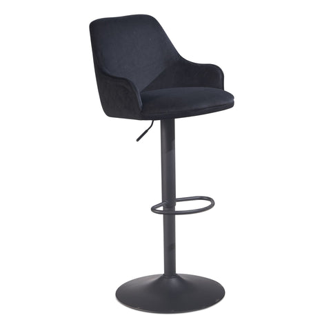 Rootz Modern Design Bar Stool - Velvet Seat - Diamond Quilting - Metal Base - 45cm x 86-106cm x 45cm