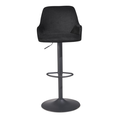 Rootz Modern Design Bar Stool - Velvet Seat - Diamond Quilting - Metal Base - 45cm x 86-106cm x 45cm