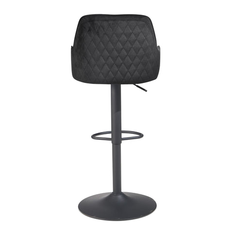 Rootz Modern Design Bar Stool - Velvet Seat - Diamond Quilting - Metal Base - 45cm x 86-106cm x 45cm