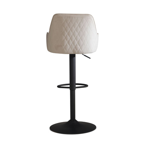 Rootz Modern Design Barkruk - Fluwelen Zitting - Draaistoel - Diamond Quilting - Metalen Onderstel - Beige - 45cm x 86-106cm x 45cm