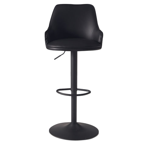 Rootz Modern Design Bar Stool - Counter Stool - Swivel Stool - Diamond Quilting - 45cm x 86-106cm x 45cm - Black - 360° Rotation - Metal Base - Footrest - 100kg Capacity - Artificial Leather - Easy to Clean