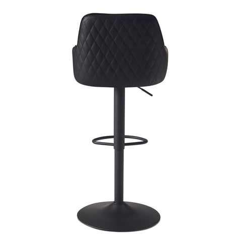 Rootz Modern Design Bar Stool - Counter Stool - Swivel Stool - Diamond Quilting - 45cm x 86-106cm x 45cm - Black - 360° Rotation - Metal Base - Footrest - 100kg Capacity - Artificial Leather - Easy to Clean
