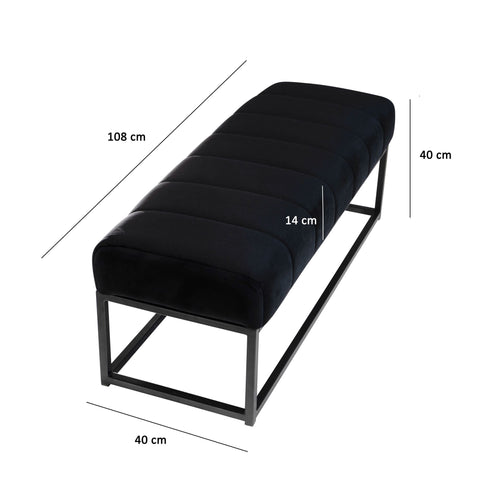 Rootz Modern Upholstered Bench - Comfortable Seating - Stylish Open Frame - Velvet Cushion - Compact Design - 108cm x 40cm x 40cm
