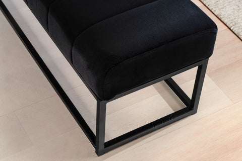 Rootz Modern Upholstered Bench - Comfortable Seating - Stylish Open Frame - Velvet Cushion - Compact Design - 108cm x 40cm x 40cm