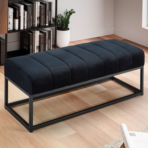 Rootz Modern Upholstered Bench - Comfortable Seating - Stylish Open Frame - Velvet Cushion - Compact Design - 108cm x 40cm x 40cm