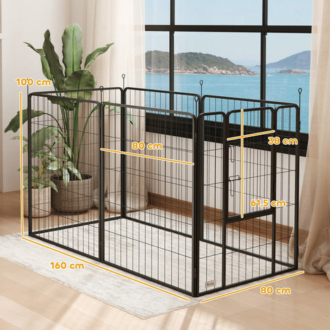 Rootz Dog Fence - Pet Enclosure - Foldable Kennel - Robust Steel - 80cm x 1.5cm x 60cm