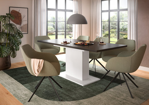 Rootz Extendable Dining Table - Imitation White & Grey - Space Saving - Chipboard Material - 150-190cm x 76cm x 80cm