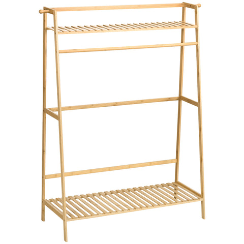 Rootz Bamboo Clothes Rack - Garment Organizer - Clothing Stand - Ample Storage - 114cm x 40cm x 139cm