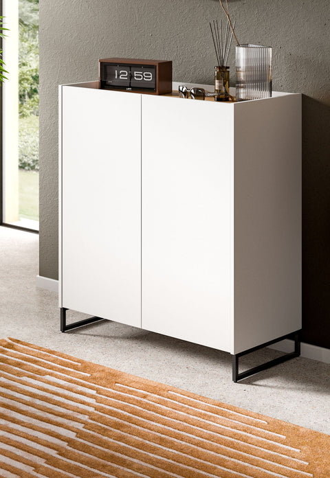 Rootz Shoe Cabinet - Footwear Organizer - Shoe Storage - Sustainable Design - 97x90x38 cm - White & Artisan Brown