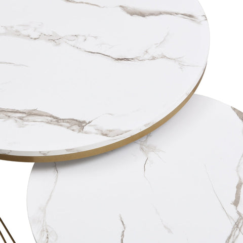 Rootz Modular Coffee Table Set - Marble Table - Elegant Side Tables - Storage - 70cm x 70cm x 45cm & 50cm x 50cm x 40cm