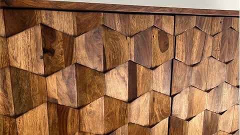Rootz Stylish Industrial Sideboard - Loft Design Side Cabinet - Geometric Storage Unit - Handcrafted Unique Piece - 175cm x 70cm x 40cm