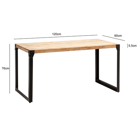 Rootz Industrial Dining Table - Massive Rectangle Table - Handcrafted Wood - Protective Lacquer - 120cm x 60cm x 76cm