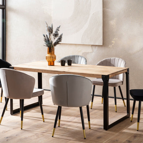 Rootz Industrial Dining Table - Massive Rectangle Table - Handcrafted Wood - Protective Lacquer - 120cm x 60cm x 76cm