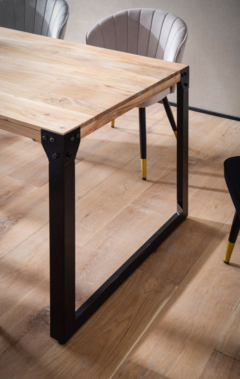 Rootz Industrial Dining Table - Massive Rectangle Table - Handcrafted Wood - Protective Lacquer - 120cm x 60cm x 76cm