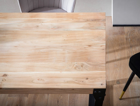Rootz Industrial Dining Table - Massive Rectangle Table - Handcrafted Wood - Protective Lacquer - 120cm x 60cm x 76cm