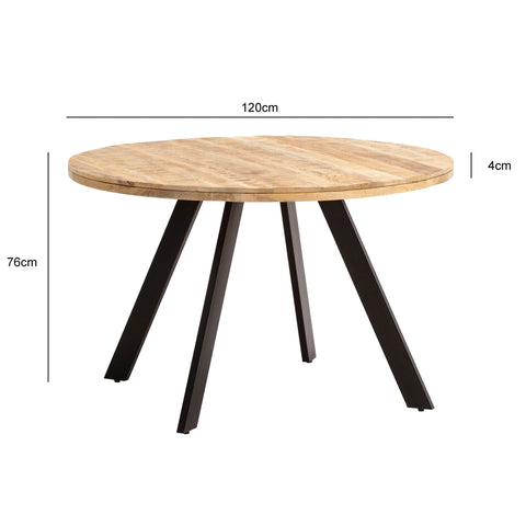 Rootz Round Dining Table - Modern Dining Table - Natural Wood Grain Table - Handcrafted Unique Design - 120cm x 120cm x 76cm