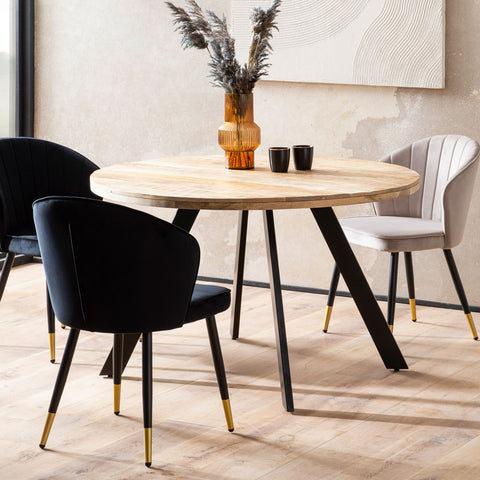 Rootz Round Dining Table - Modern Dining Table - Natural Wood Grain Table - Handcrafted Unique Design - 120cm x 120cm x 76cm