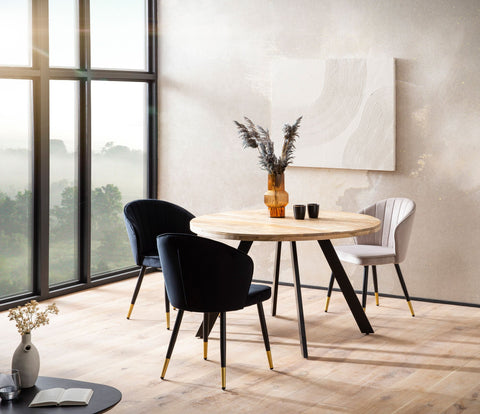 Rootz Round Dining Table - Modern Dining Table - Natural Wood Grain Table - Handcrafted Unique Design - 120cm x 120cm x 76cm