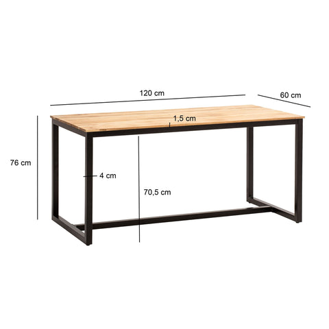 Rootz Modern Loft Dining Table - Rectangular Table - Natural Wood Grain - Scratch Protection - 120cm x 60cm x 76cm