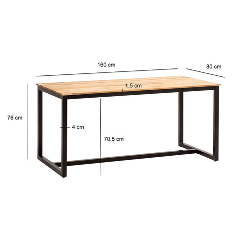 Rootz Modern Loft Style Dining Table - Rectangular Table - Handcrafted Wooden Table - Unique Design - 160cm x 80cm x 76cm