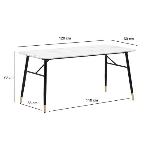 Rootz Small Dining Room Table - Rectangular Dining Table - Modern White Look Table - Seats 6, 120cm x 60cm x 76cm