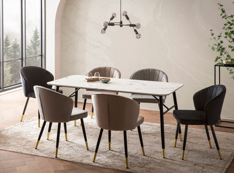 Rootz Small Dining Room Table - Modern White Look - Elegant Rectangular Table - Robust Metal Legs - 140cm x 80cm x 76cm