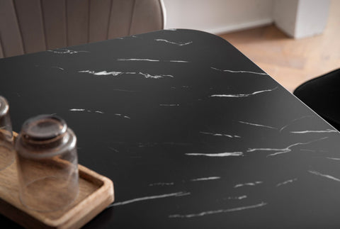 Rootz Modern Dining Table - Rectangular Table - Black Look Table - Seats 6 - 140cm x 80cm x 76cm