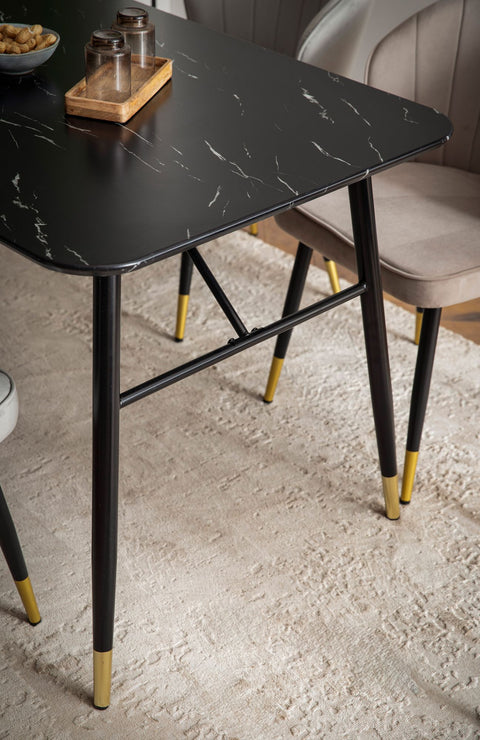 Rootz Modern Dining Table - Rectangular Table - Black Look Table - Seats 6 - 140cm x 80cm x 76cm