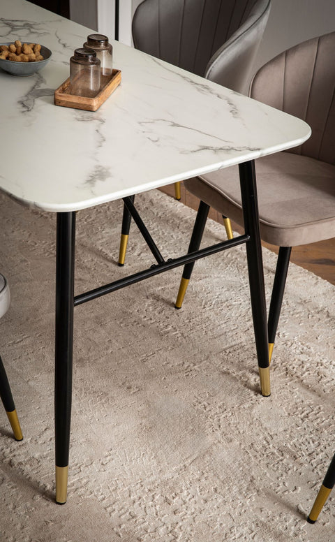 Rootz Large Dining Room Table - Rectangular Dining Table - Modern Marble Table - Seats 10 - 200cm x 90cm x 76cm